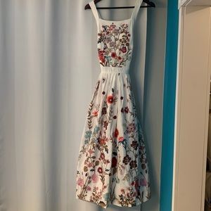 White backless embroidered flour dress from Anthropologie